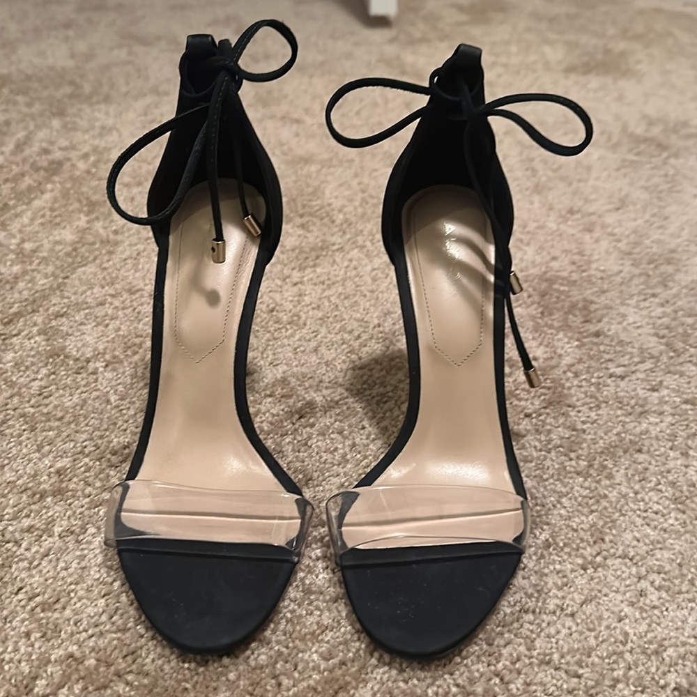 Aldo black tie around heels size 6 - Picture 2 of 5